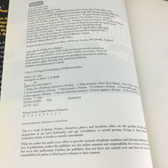 Indulgence In Death By J.D. Robb Hardcover 2010 - Picture 4 of 7